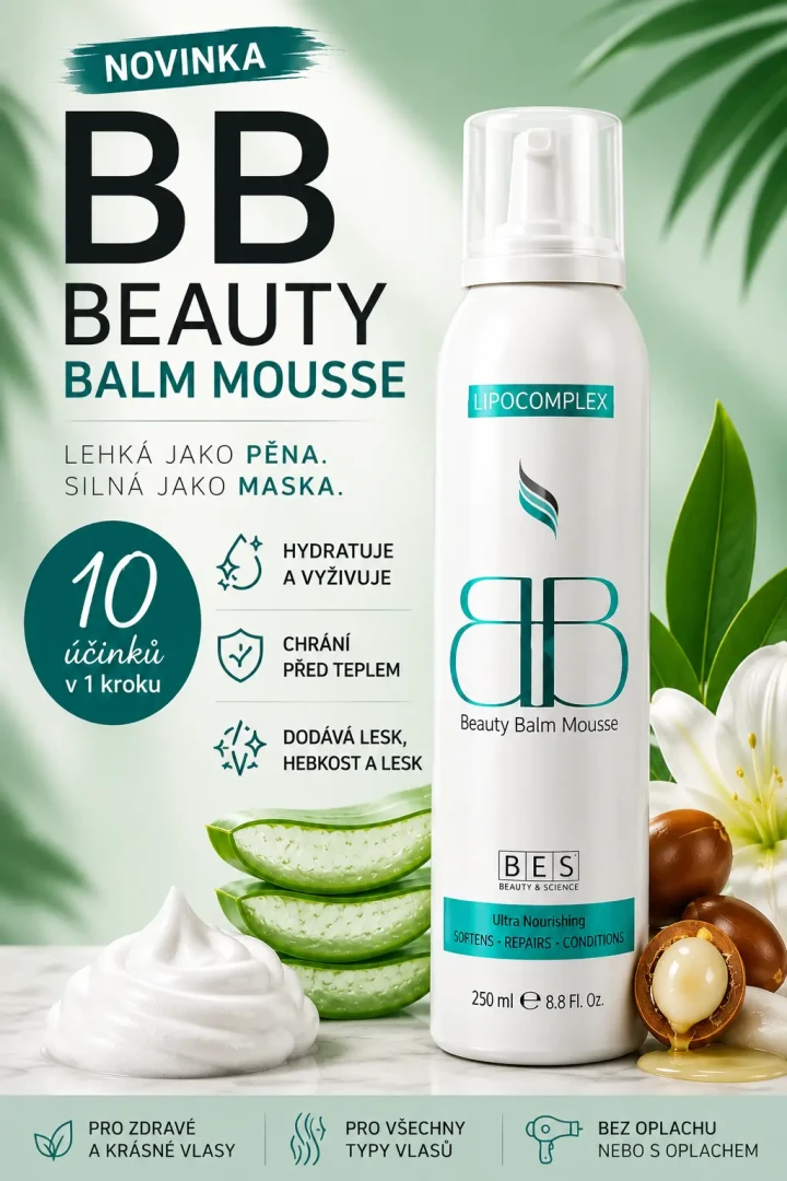 BES BB Beauty Balm Mousse – revoluční pěnová péče 10 v 1 pro hebké a lesklé vlasy