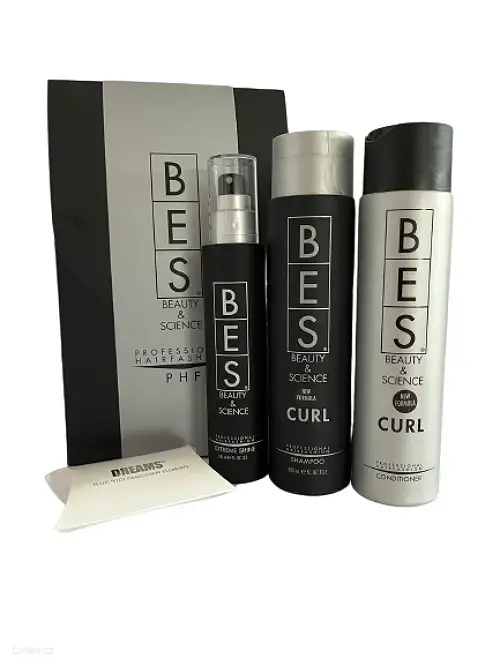 Bes dárková sada Curl šampon, balzám a Extreme Shine