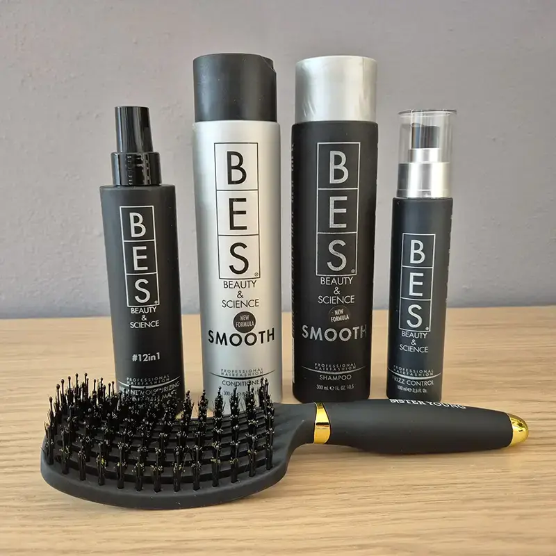 BES Smooth Hair Set s kartáčem | Kompletní péče proti krepatění vlasů