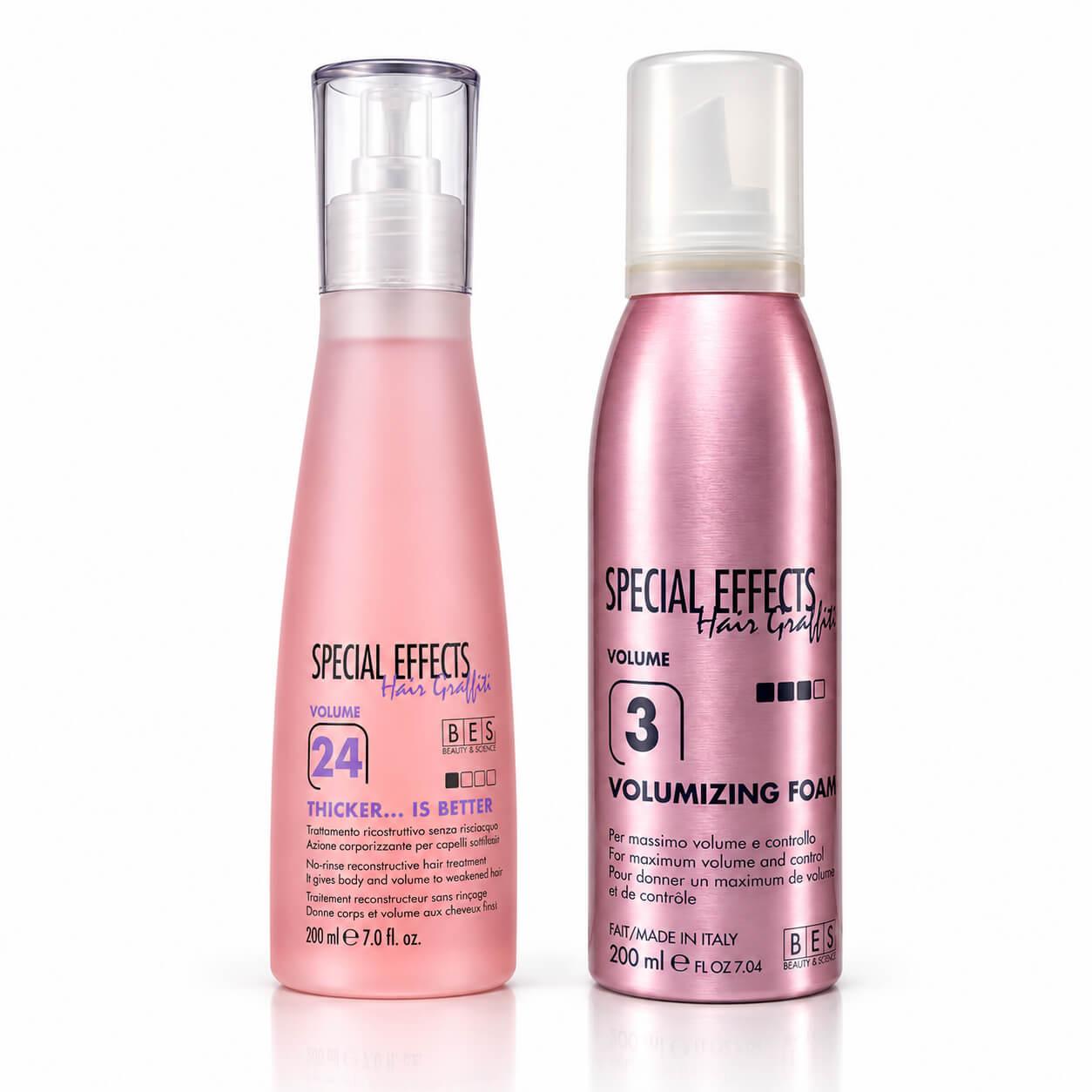 Bes Special Effects Volume Duo č.3 + č.24 – objemová pěna a zahušťující sprej 2×200 ml
